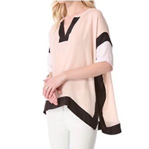 NWT Rebecca Taylor Top 100% Silk Pink Colorblock